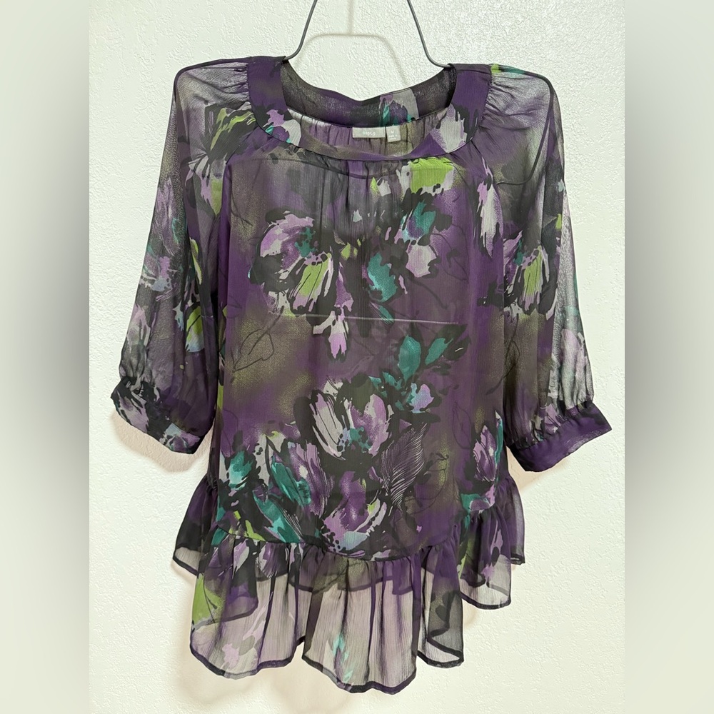 Apt. 9 Purple and Green Floral Blouse